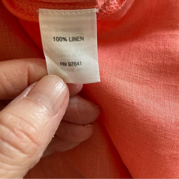J. Jill Love Linen Coral Long Sleeve Blouse / Shirt XS Petite - 100% Linen NWOT - Picture 7 of 9